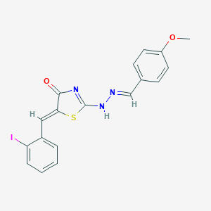 (5Z)-5-[(2-iodophenyl)methylidene]-2-[(2E)-2-[(4-methoxyphenyl)methylidene]hydrazinyl]-1,3-thiazol-4-one