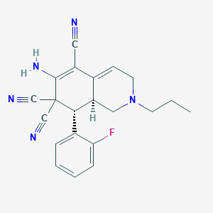 molecular formula C21H20FN5 B390545 6-amino-8-(2-fluorophenyl)-2-propyl-2,3,8,8a-tetrahydro-5,7,7(1H)-isoquinolinetricarbonitrile CAS No. 294842-45-8