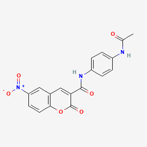 molecular formula C18H13N3O6 B3905489 N-[4-(acetylamino)phenyl]-6-nitro-2-oxo-2H-chromene-3-carboxamide 