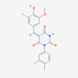 molecular formula C20H17IN2O5 B3905505 1-(3,4-dimethylphenyl)-5-(4-hydroxy-3-iodo-5-methoxybenzylidene)-2,4,6(1H,3H,5H)-pyrimidinetrione 