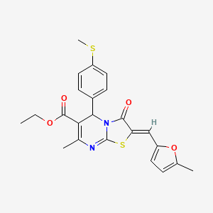molecular formula C23H22N2O4S2 B3905509 ethyl 7-methyl-2-[(5-methyl-2-furyl)methylene]-5-[4-(methylthio)phenyl]-3-oxo-2,3-dihydro-5H-[1,3]thiazolo[3,2-a]pyrimidine-6-carboxylate 