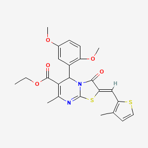 ethyl 5-(2,5-dimethoxyphenyl)-7-methyl-2-[(3-methyl-2-thienyl)methylene]-3-oxo-2,3-dihydro-5H-[1,3]thiazolo[3,2-a]pyrimidine-6-carboxylate