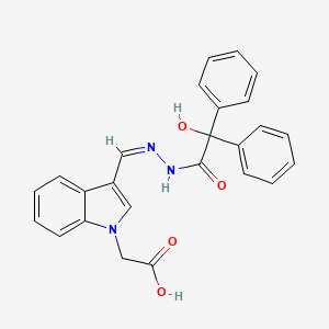 (3-{2-[hydroxy(diphenyl)acetyl]carbonohydrazonoyl}-1H-indol-1-yl)acetic acid