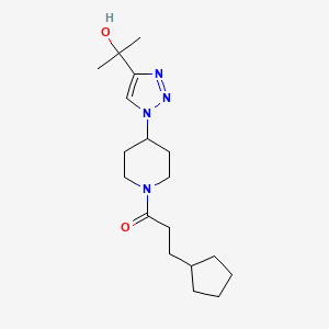 molecular formula C18H30N4O2 B3905570 2-{1-[1-(3-cyclopentylpropanoyl)piperidin-4-yl]-1H-1,2,3-triazol-4-yl}propan-2-ol 