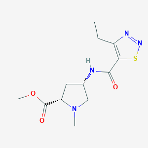 molecular formula C12H18N4O3S B3905586 methyl (2S,4S)-4-{[(4-ethyl-1,2,3-thiadiazol-5-yl)carbonyl]amino}-1-methylpyrrolidine-2-carboxylate 