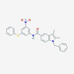 molecular formula C30H25N3O3S B390559 1-benzyl-N-[3-nitro-5-(phenylsulfanyl)phenyl]-2,3-dimethyl-1H-indole-5-carboxamide 