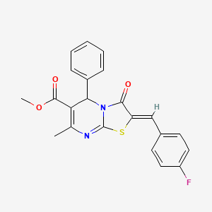 molecular formula C22H17FN2O3S B3905669 methyl 2-(4-fluorobenzylidene)-7-methyl-3-oxo-5-phenyl-2,3-dihydro-5H-[1,3]thiazolo[3,2-a]pyrimidine-6-carboxylate 