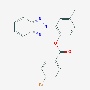 molecular formula C20H14BrN3O2 B390568 4-Bromo-benzoic acid 2-benzotriazol-2-yl-4-methyl-phenyl ester 