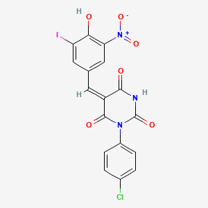 1-(4-chlorophenyl)-5-(4-hydroxy-3-iodo-5-nitrobenzylidene)-2,4,6(1H,3H,5H)-pyrimidinetrione