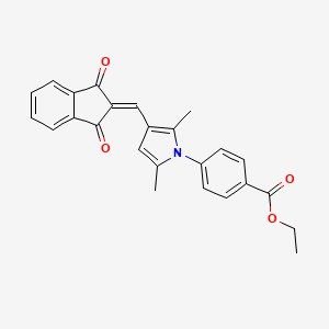 molecular formula C25H21NO4 B3905746 ethyl 4-{3-[(1,3-dioxo-1,3-dihydro-2H-inden-2-ylidene)methyl]-2,5-dimethyl-1H-pyrrol-1-yl}benzoate 