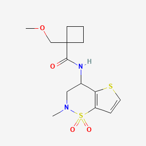 molecular formula C14H20N2O4S2 B3905759 1-(methoxymethyl)-N-(2-methyl-1,1-dioxido-3,4-dihydro-2H-thieno[2,3-e][1,2]thiazin-4-yl)cyclobutanecarboxamide 