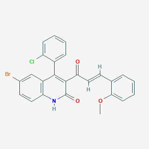 molecular formula C25H17BrClNO3 B3905770 6-bromo-4-(2-chlorophenyl)-3-[3-(2-methoxyphenyl)acryloyl]-2(1H)-quinolinone 