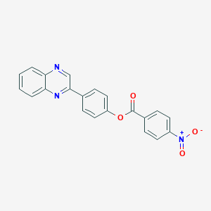 molecular formula C21H13N3O4 B390585 4-Nitro-benzoic acid 4-quinoxalin-2-yl-phenyl ester 