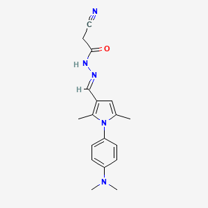 molecular formula C18H21N5O B3905878 2-cyano-N'-({1-[4-(dimethylamino)phenyl]-2,5-dimethyl-1H-pyrrol-3-yl}methylene)acetohydrazide 