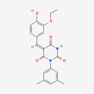 molecular formula C21H20N2O5 B3905894 1-(3,5-dimethylphenyl)-5-(3-ethoxy-4-hydroxybenzylidene)-2,4,6(1H,3H,5H)-pyrimidinetrione 