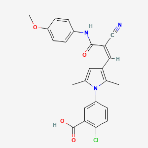 molecular formula C24H20ClN3O4 B3905925 2-chloro-5-(3-{2-cyano-3-[(4-methoxyphenyl)amino]-3-oxo-1-propen-1-yl}-2,5-dimethyl-1H-pyrrol-1-yl)benzoic acid 
