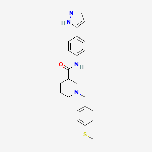 molecular formula C23H26N4OS B3905968 1-[4-(methylthio)benzyl]-N-[4-(1H-pyrazol-5-yl)phenyl]-3-piperidinecarboxamide 