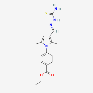 molecular formula C17H20N4O2S B3905976 ethyl 4-{3-[2-(aminocarbonothioyl)carbonohydrazonoyl]-2,5-dimethyl-1H-pyrrol-1-yl}benzoate 