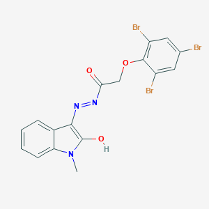 molecular formula C17H12Br3N3O3 B390600 N'-(1-methyl-2-oxo-1,2-dihydro-3H-indol-3-ylidene)-2-(2,4,6-tribromophenoxy)acetohydrazide 