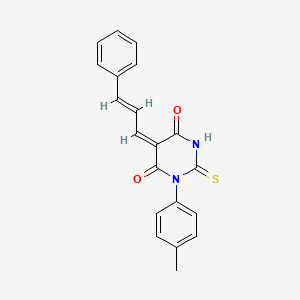 molecular formula C20H16N2O2S B3906043 1-(4-methylphenyl)-5-(3-phenyl-2-propen-1-ylidene)-2-thioxodihydro-4,6(1H,5H)-pyrimidinedione 