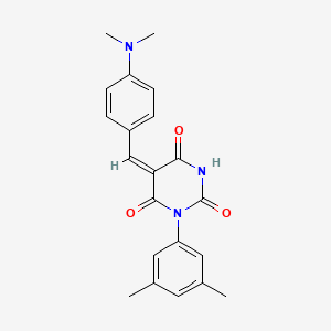 molecular formula C21H21N3O3 B3906110 5-[4-(dimethylamino)benzylidene]-1-(3,5-dimethylphenyl)-2,4,6(1H,3H,5H)-pyrimidinetrione 