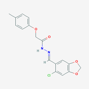 molecular formula C17H15ClN2O4 B390612 N'-[(6-chloro-1,3-benzodioxol-5-yl)methylene]-2-(4-methylphenoxy)acetohydrazide 