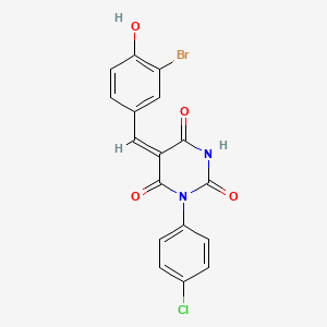 molecular formula C17H10BrClN2O4 B3906135 5-(3-bromo-4-hydroxybenzylidene)-1-(4-chlorophenyl)-2,4,6(1H,3H,5H)-pyrimidinetrione 