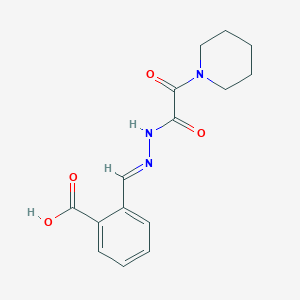 molecular formula C15H17N3O4 B3906136 2-{2-[oxo(1-piperidinyl)acetyl]carbonohydrazonoyl}benzoic acid 