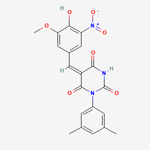 1-(3,5-dimethylphenyl)-5-(4-hydroxy-3-methoxy-5-nitrobenzylidene)-2,4,6(1H,3H,5H)-pyrimidinetrione