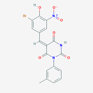 molecular formula C18H12BrN3O6 B3906193 5-(3-bromo-4-hydroxy-5-nitrobenzylidene)-1-(3-methylphenyl)-2,4,6(1H,3H,5H)-pyrimidinetrione 