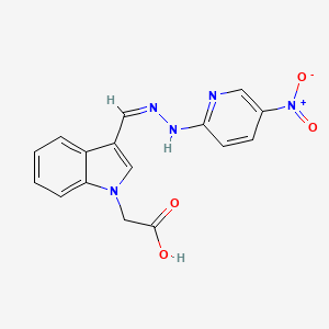 molecular formula C16H13N5O4 B3906209 {3-[2-(5-nitro-2-pyridinyl)carbonohydrazonoyl]-1H-indol-1-yl}acetic acid 
