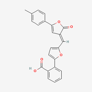 molecular formula C23H16O5 B3906214 2-(5-{[5-(4-methylphenyl)-2-oxo-3(2H)-furanylidene]methyl}-2-furyl)benzoic acid 