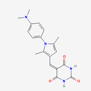 molecular formula C19H20N4O3 B3906276 5-({1-[4-(dimethylamino)phenyl]-2,5-dimethyl-1H-pyrrol-3-yl}methylene)-2,4,6(1H,3H,5H)-pyrimidinetrione 