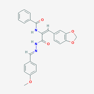 molecular formula C25H21N3O5 B390628 N-(2-(1,3-benzodioxol-5-yl)-1-{[2-(4-methoxybenzylidene)hydrazino]carbonyl}vinyl)benzamide CAS No. 1470-16-2