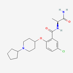 molecular formula C20H28ClN3O3 B3906284 N-[(1S)-2-amino-1-methyl-2-oxoethyl]-5-chloro-2-[(1-cyclopentyl-4-piperidinyl)oxy]benzamide 