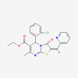 molecular formula C22H18ClN3O3S B3906290 ethyl 5-(2-chlorophenyl)-7-methyl-3-oxo-2-(2-pyridinylmethylene)-2,3-dihydro-5H-[1,3]thiazolo[3,2-a]pyrimidine-6-carboxylate 