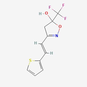 molecular formula C10H8F3NO2S B3906297 3-[2-(2-thienyl)vinyl]-5-(trifluoromethyl)-4,5-dihydro-5-isoxazolol 