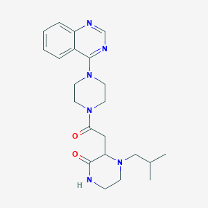 molecular formula C22H30N6O2 B3906306 4-isobutyl-3-{2-oxo-2-[4-(4-quinazolinyl)-1-piperazinyl]ethyl}-2-piperazinone 