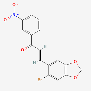 molecular formula C16H10BrNO5 B3906321 3-(6-bromo-1,3-benzodioxol-5-yl)-1-(3-nitrophenyl)-2-propen-1-one 
