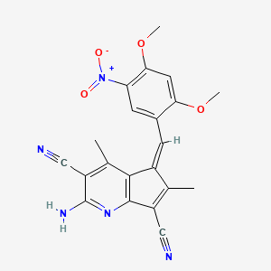 molecular formula C21H17N5O4 B3906339 2-amino-5-(2,4-dimethoxy-5-nitrobenzylidene)-4,6-dimethyl-5H-cyclopenta[b]pyridine-3,7-dicarbonitrile 