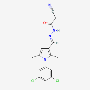 molecular formula C16H14Cl2N4O B3906408 2-cyano-N'-{[1-(3,5-dichlorophenyl)-2,5-dimethyl-1H-pyrrol-3-yl]methylene}acetohydrazide 