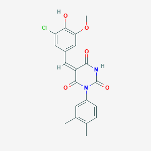 molecular formula C20H17ClN2O5 B3906460 5-(3-chloro-4-hydroxy-5-methoxybenzylidene)-1-(3,4-dimethylphenyl)-2,4,6(1H,3H,5H)-pyrimidinetrione CAS No. 6019-75-6