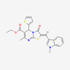 molecular formula C24H21N3O3S2 B3906467 ethyl 7-methyl-2-[(1-methyl-1H-indol-3-yl)methylene]-3-oxo-5-(2-thienyl)-2,3-dihydro-5H-[1,3]thiazolo[3,2-a]pyrimidine-6-carboxylate 