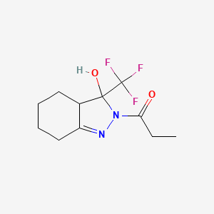 molecular formula C11H15F3N2O2 B3906498 2-propionyl-3-(trifluoromethyl)-3,3a,4,5,6,7-hexahydro-2H-indazol-3-ol 