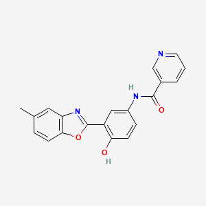 molecular formula C20H15N3O3 B3906557 N-[4-hydroxy-3-(5-methyl-1,3-benzoxazol-2-yl)phenyl]nicotinamide 