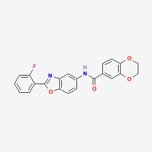 molecular formula C22H15FN2O4 B3906576 N-[2-(2-fluorophenyl)-1,3-benzoxazol-5-yl]-2,3-dihydro-1,4-benzodioxine-6-carboxamide CAS No. 6021-39-2