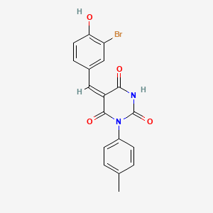 molecular formula C18H13BrN2O4 B3906614 5-(3-bromo-4-hydroxybenzylidene)-1-(4-methylphenyl)-2,4,6(1H,3H,5H)-pyrimidinetrione 