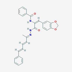 molecular formula C29H25N3O4 B390665 N-(2-(1,3-benzodioxol-5-yl)-1-{[2-(1-methyl-5-phenyl-2,4-pentadienylidene)hydrazino]carbonyl}vinyl)benzamide 