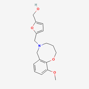 molecular formula C17H21NO4 B3906680 {5-[(10-methoxy-3,4-dihydro-2H-1,5-benzoxazocin-5(6H)-yl)methyl]-2-furyl}methanol 