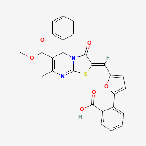 2-(5-{[6-(methoxycarbonyl)-7-methyl-3-oxo-5-phenyl-5H-[1,3]thiazolo[3,2-a]pyrimidin-2(3H)-ylidene]methyl}-2-furyl)benzoic acid